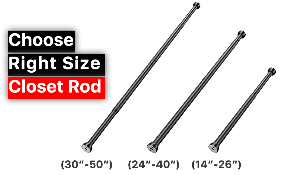 Closet Rod Adjustable with Socket, 14 to 22 inch Steel Rod