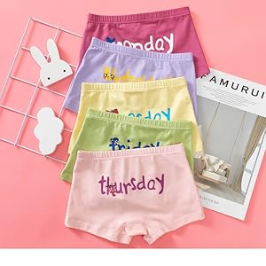 5 Pack Sunday Girl's Boyshort Panties