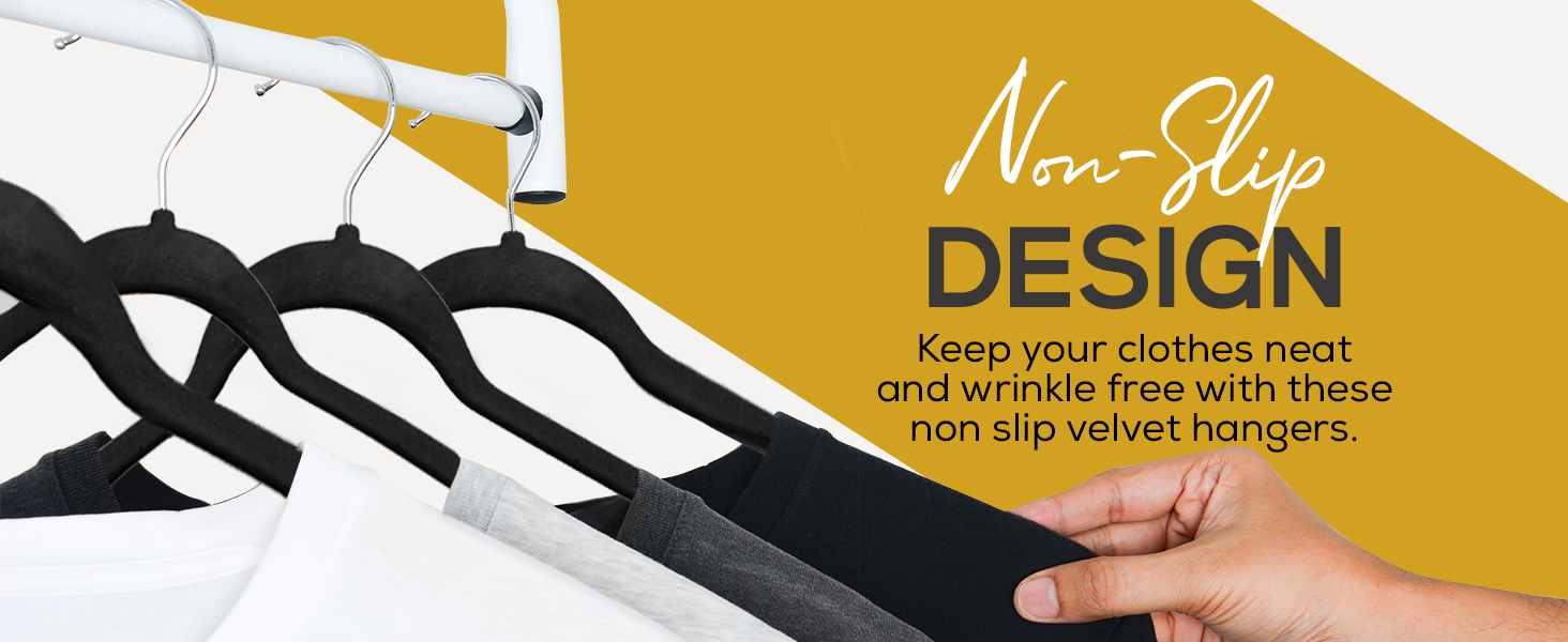 Slim space saving hangers, velvet hangers 50 pack, non slip clothes hangers black hangers for closet