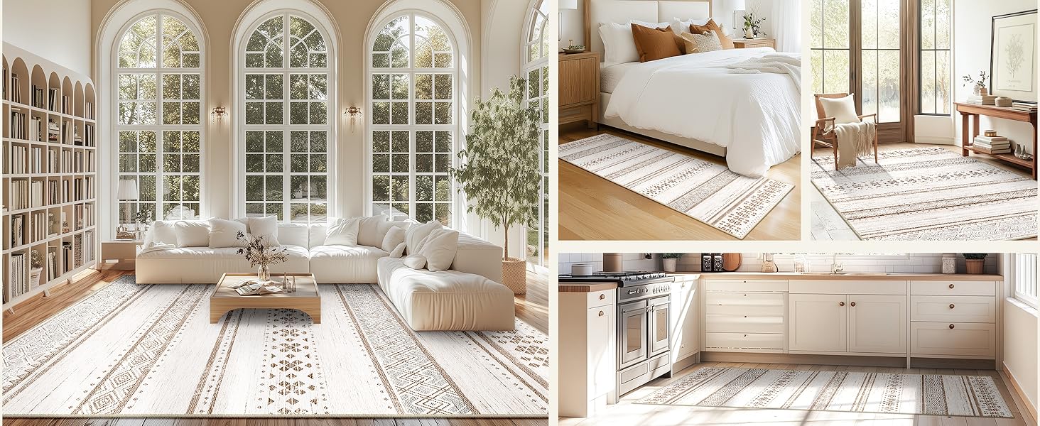 Moroccan 01 Area Rug-Cream Brown