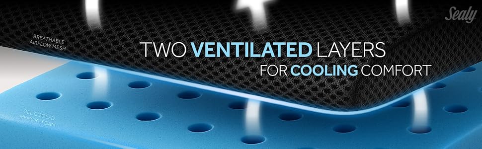 ventilated layers cooling lumbar cushion airflow mesh gel memory foam breathable back support