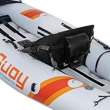 Buoy Watersports Echo Single Kayak - Close up of the back view to highlight the velcro adjustments