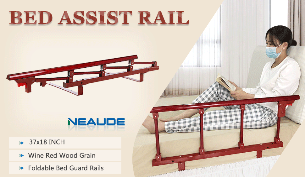 Bed Side Rails for Elderly Adults Safety Assist Railing Cane Seniors