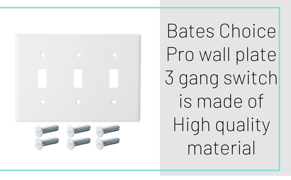 Bates Triple Light Switch Wall Plate, 3 Pack, White, Triple Light