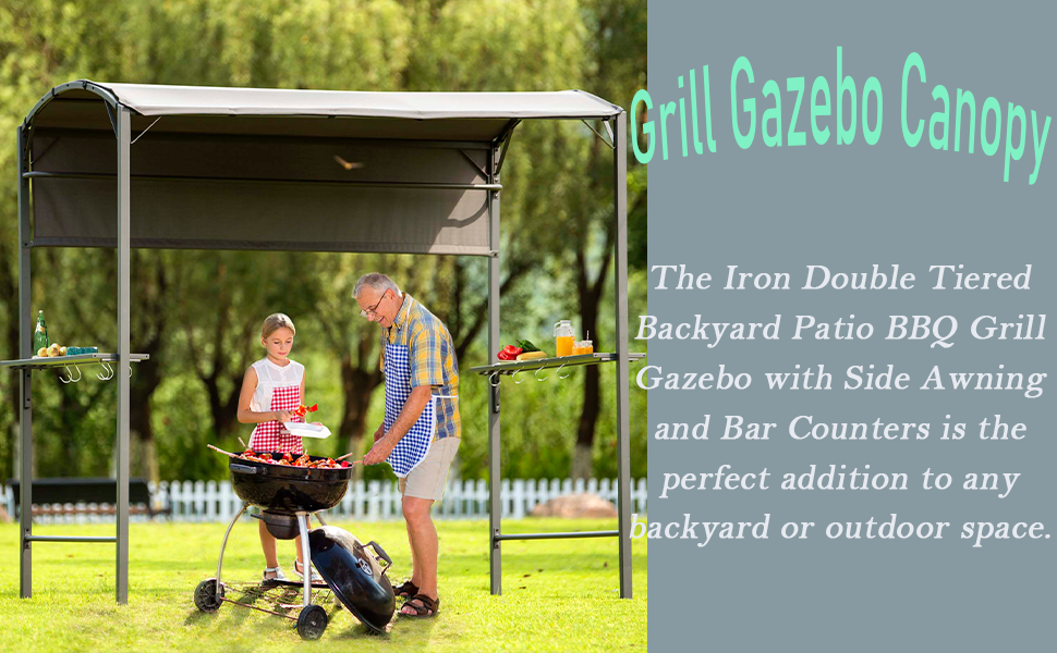 7Ft.Wx4.5Ft.L Iron Double Tiered Backyard Patio BBQ Grill