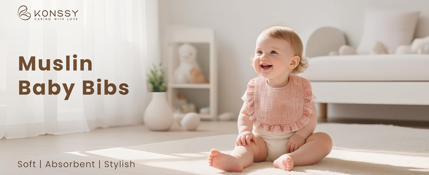 Konssy Muslin Baby Bibs 3 Pack