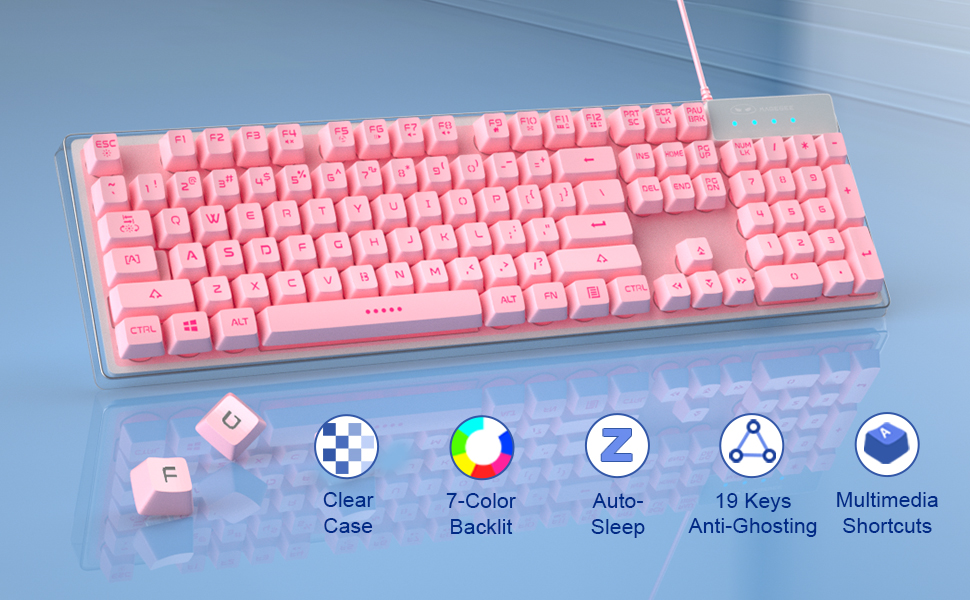 Gaming Keyboard and Mouse Combo, K1 7 Colors LED Backlit
