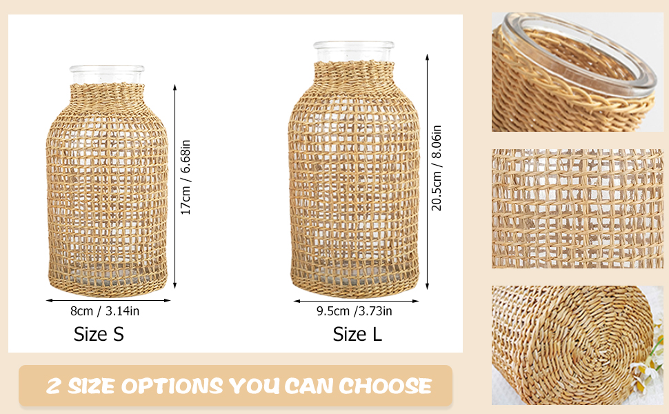 Glass Vase with Rattan Cover