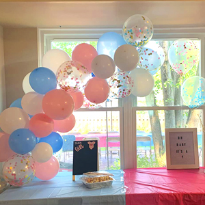 gender reveal balloon arch pink lue balloon garland pastel pink blue balloons gender reveal balloon
