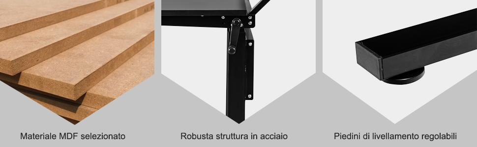 COSTWAY Scrivania Regolabile In Altezza, Scrivania Per Computer Laptop, Con Manovella, Scrivania Moderna In Acciaio E Legno, Con 2 Ripiani, Nero 14 1