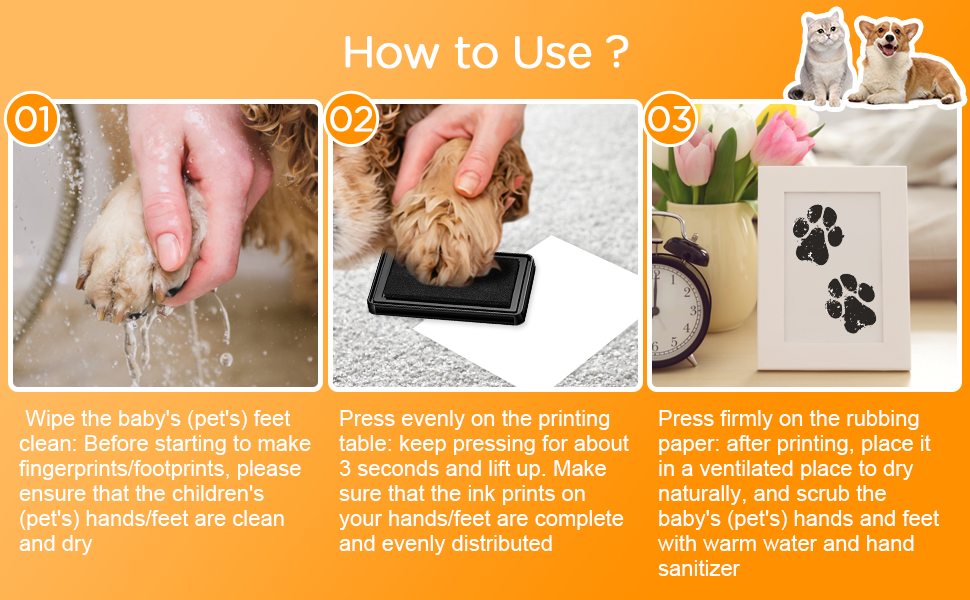 2PCS Cat and Dog Pet Paw Print Kit, PetSafe Ink Pad Imprint Pawprint