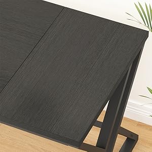 LVB Black Long Computer Desk, Large Industrial Pc Study Home Office Desk, Modern Wood Metal  DESK