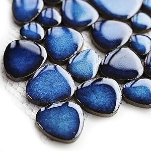 blue pebble tile mosaic art sheets