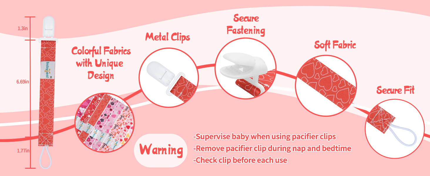 valentine pacifier clips