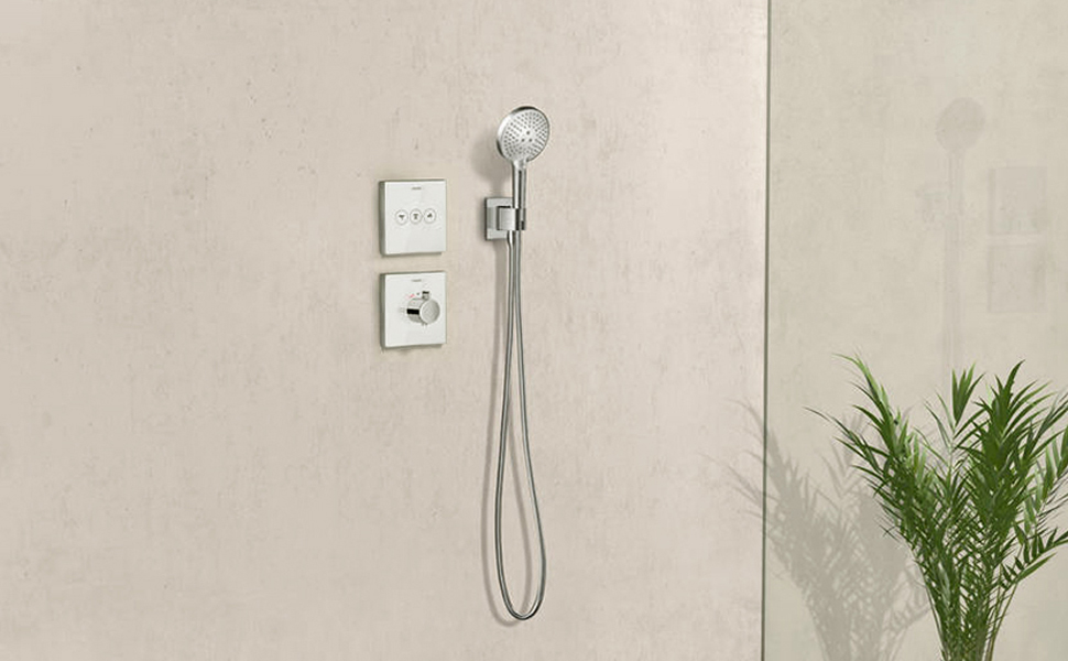 Wall Supply Elbow with Hand Shower Holder, Keymark Brass Square 1/2