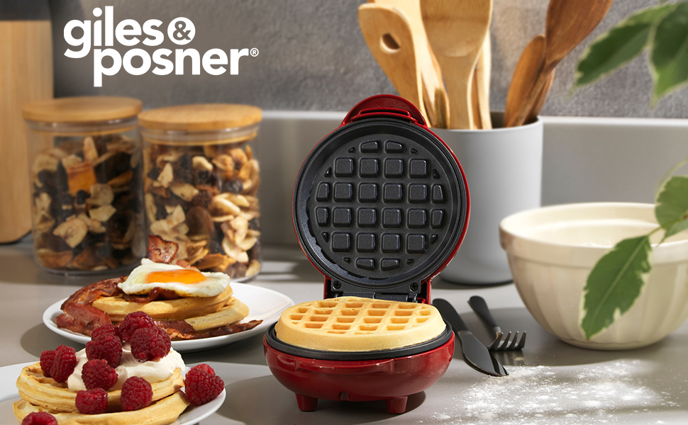 Giles & Posner EK4214G Mini Waffle Iron/Waffle Maker, 550 W, Red, Non