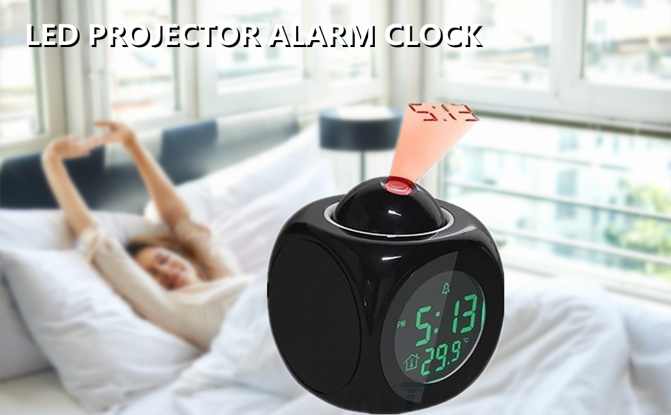 Multifunction Digital LED Projector Alarm Clock LCD Wall Projection
