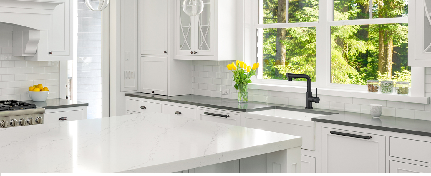 CREA Bar Sink Faucet, Pull Out Kitchen Sink Faucet, 360° Swivel Prep Sink Faucet Small Kitchen