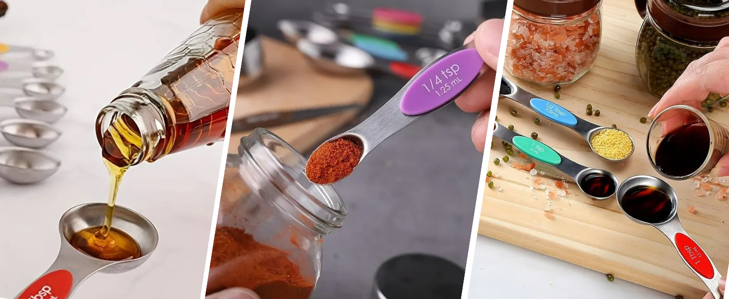 oil coffee tea honey chilly flakes oragano jar opener spoon measure oil mustard seeds