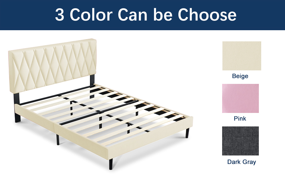 Full Bed Frame, IYEE NATURE Premium Upholstered Platform Bed Frame with