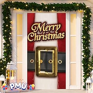 PMU Christmas Santa Belt Door Cover 2.5' x 5’