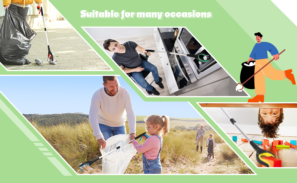 6 Pack Trash Grabber Reacher Tool for Elderly, 32" Foldable