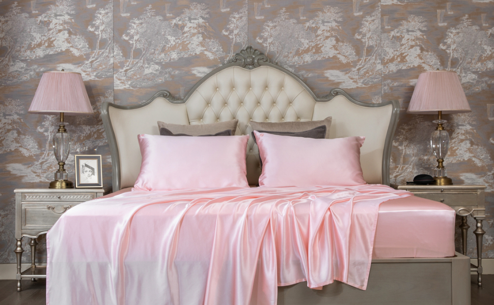 CloverSilk Silk Sheets Set 4 Pcs, 22 Momme Silk Bed Sheet, High End Luxury Bedding