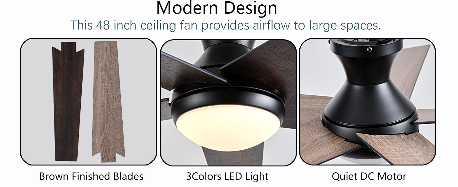 ceiling fans with lights and remote 48 inch brown