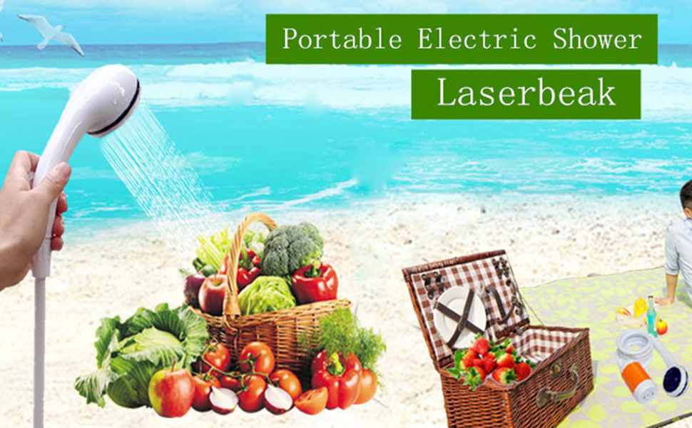 Amazon ポータブルシャワー アウトドアシャワー 電動シャワー 水流量段階調節可能 4800mah充電電池を内蔵 室内 室外でのシャワー 洗車 ペット浴 木や花卉への水遣り 旅行とキャンプに適用する Laserbeak シャワー
