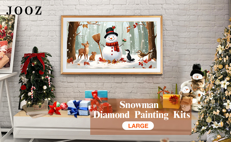 JOOZ Christmas Snowman Diamond Art Kits for Adults Large