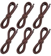 CALFOVERA 3 Pairs Brown Round Boots Strings for Men Waxed Cotton Shoes Laces 1/8 Inch Thin Dress ...