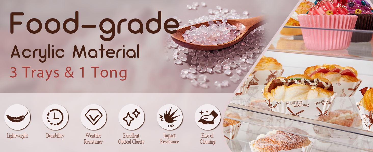 HODLBIT Pastry Display Case, Clear Bread Box, 3Tier