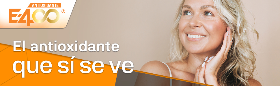 Bella mujer con el texto: "El antioxidante que sí se ve"