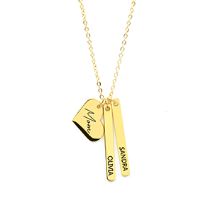 small heart necklace name date engraving custom gold silver jewelry