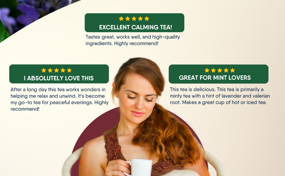 keep calm after hard day herbal tea valerian root  lavender peppermint tea