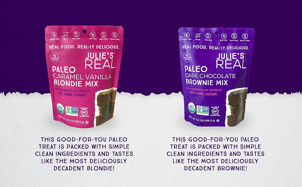 Available in Caramel Vanilla Blondie Mix and Dark Chocolate Brownie Mix