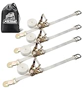 XSTRAP STANDARD 4PK 1" Ratchet Tent Straps with Snap Hook & Double D-Ring - 12ft Heavy Duty Tie D...