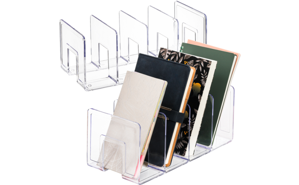 Lawei 2 Pack Acrylic File Sorter, 4Section Clear Desktop