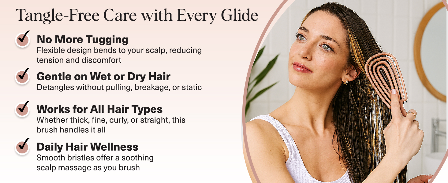 Flexible Hair Brush for Women and Men Adults & Kids Ulta-Smooth Bristles for Wet or Dry Strands