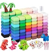 Air Dry Clay 96PCS (2x48Colors), Modeling Clay for Kids with 12 Sheets Dinosaur Stickers & 6PCS S...