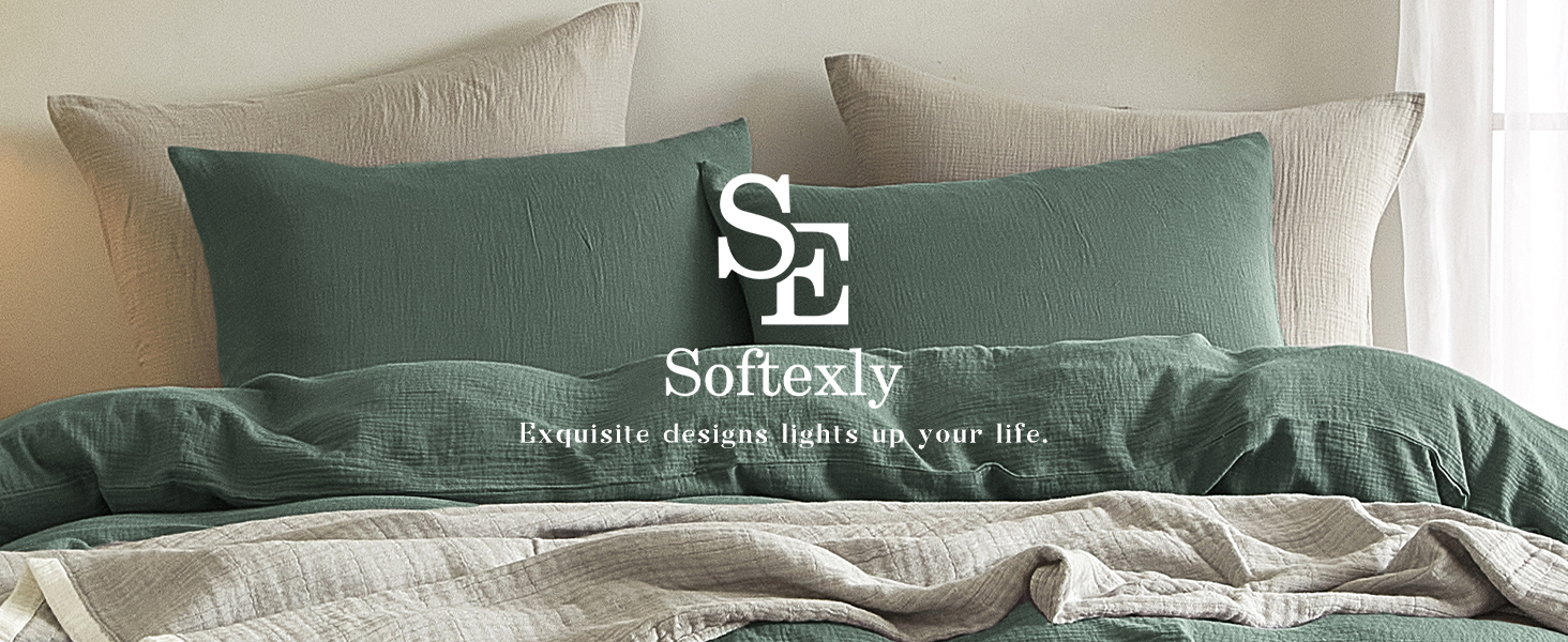 SE SOFTEXLY Muslin Duvet Cover Queen Size, 100 Washed