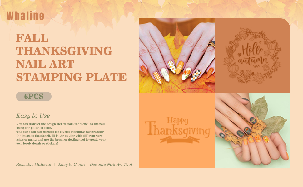 6Pcs Fall Thanksgiving Theme Nail 