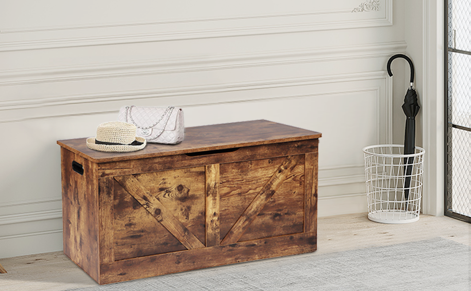 Timberer 39.4" Storage Chest, Wooden Storage Bench, Large