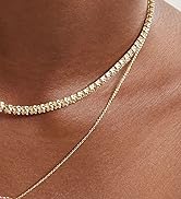 TLY Gold Necklace for Women Non Tarnish 14k Gold Plated Dainty Pendant Necklace Oval Gemstone Cry...