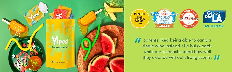 yipes face and hand wipes for kids