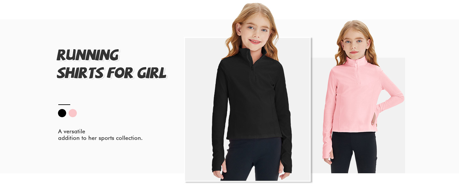 Girls Half Zip Pullover Sweatshirt Kids Long Sleeve Workout Shirts Mock Neck Athletic Cropped Tops
