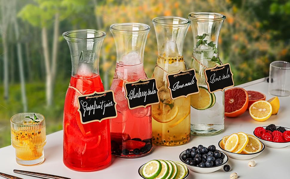 Set of 4 Glass Carafe Pitchers with Lids, Facilfeliz 1