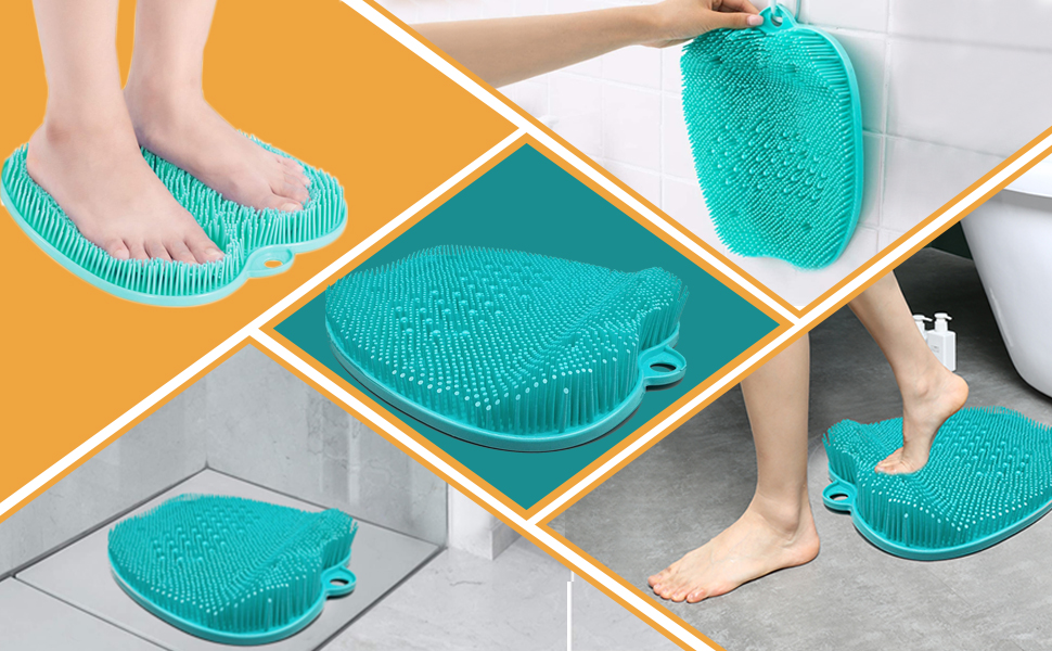 Shower Foot Scrubber Cleaner Massager, Bath Foot & Toe Cleaner Mat with NonSlip Suction Cups
