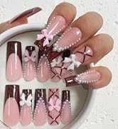 96PCS Extra Long Square Press on Nails – 4 Box Fake Nail Set with 3D Designs | False Nail Tips fo...