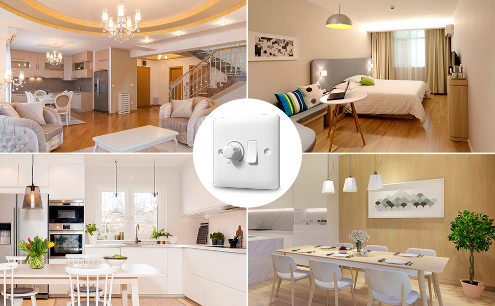 Luxvista White Dimmer Switch, Dimmer and Rocker Wall Light Switch Combo